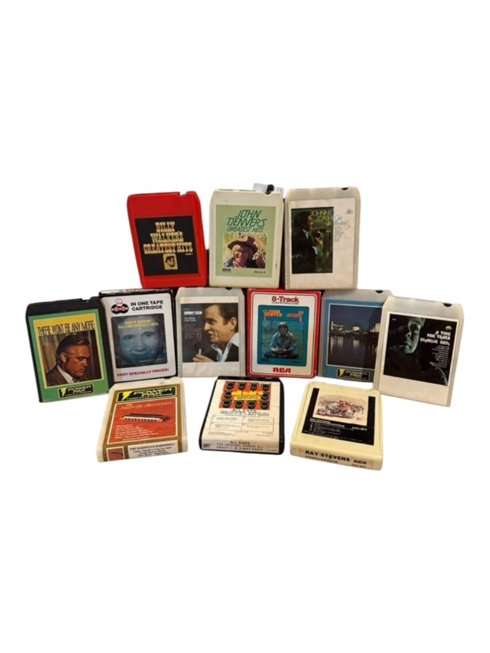 8-Track Country Lot Of 12 Cash Denver Rich Bush Robbins Walker Stevens UNTESTED